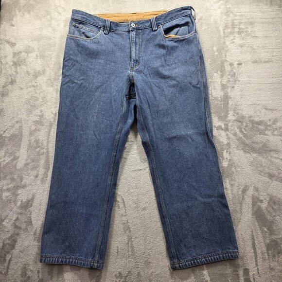 Duluth Trading Co Jeans Mens 42x30 Blue Denim 5-Pocket Workwear Straight Leg - Picture 1 of 8